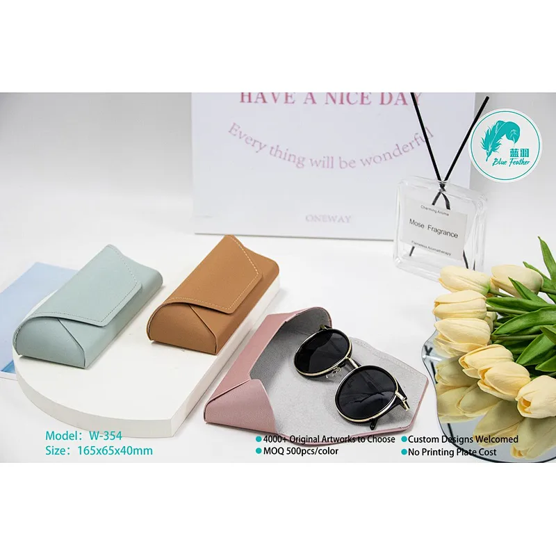 Classical Soft Pu Leather Semi Hard Glasses Case for Daily Use